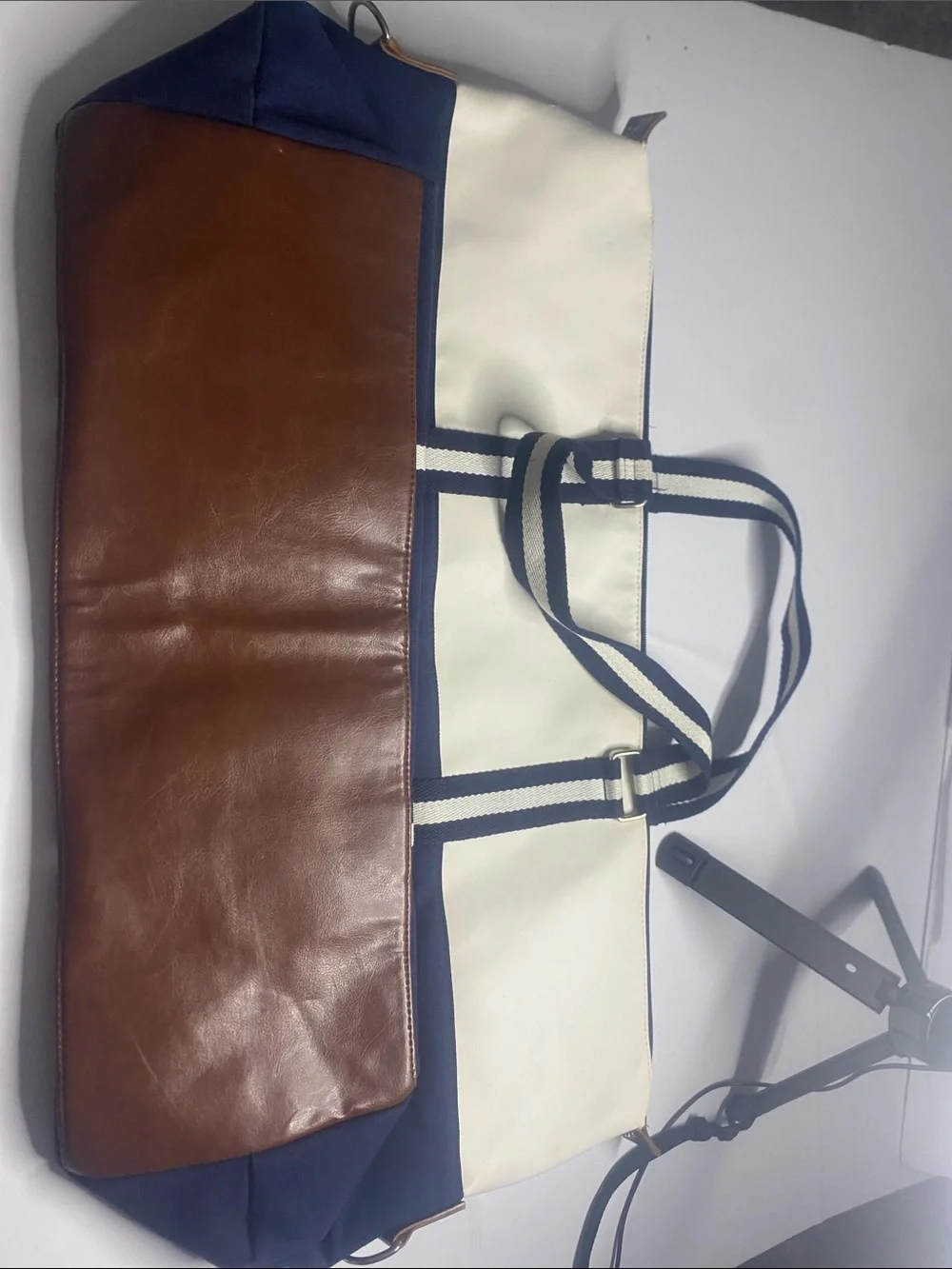 Polo by Ralph Lauren Navy and White Canvas Duffel